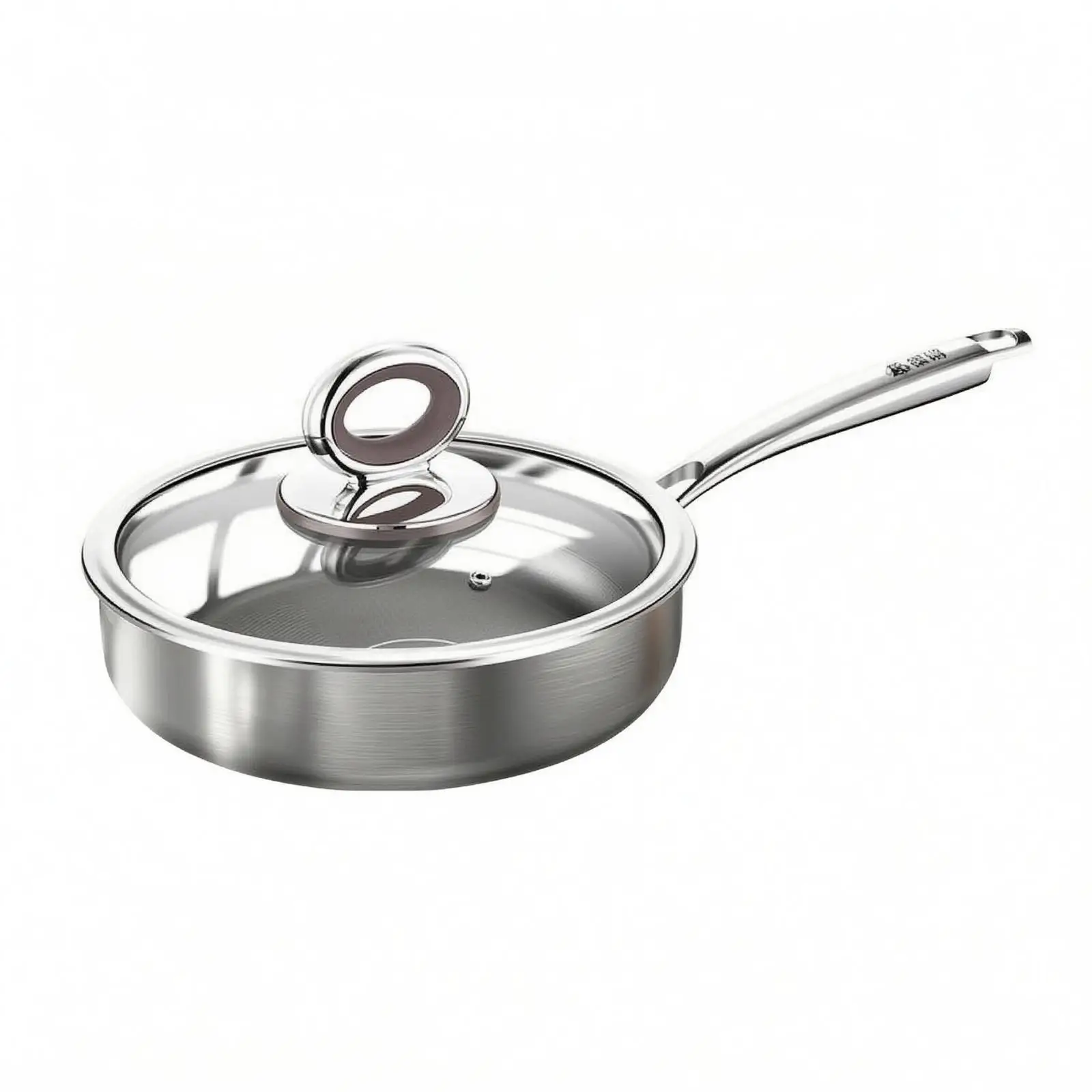 316L Stainless Steel Frying Pan, Smooth Metallic Finish, Uncoated, Healthy
