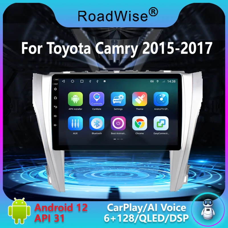 

Roadwise 8+256 Android Car Radio For Toyota Camry 8 50 55 2014 2015 2016 2017 Multimedia 4G Wifi GPS DVD 2 DIN Carplay Autoradio