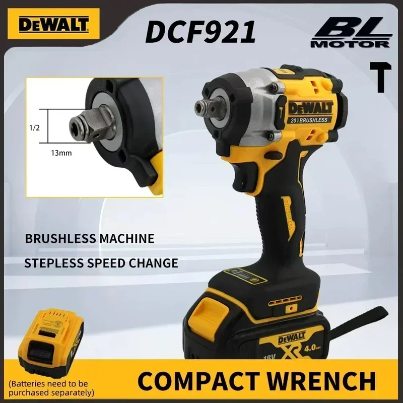 DCF921 DEWALT ATOMIC 20V MAX Cordless Wrench 1/2 in Cordless Impact Wrench Variable Speed Charging Wrench DCF921N with battery