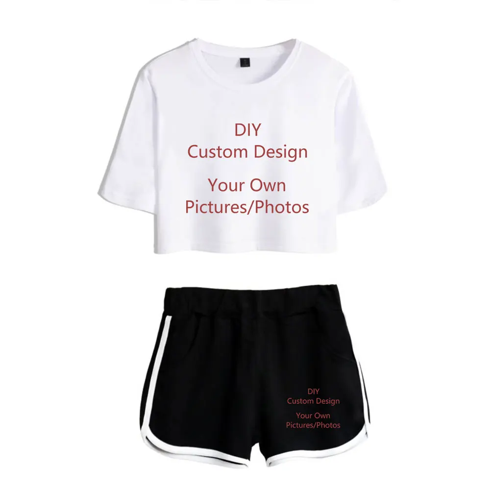 Customized Women Tracksuit Short Sleeve T-shirt and Shorts Set Fashion Daily Y2K Clothes Personality Casual Clothing Set