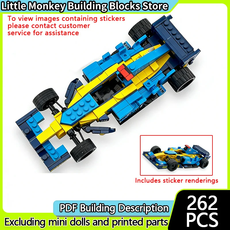 

Модель скоростного гоночного автомобиля MOC, строительные кирпичи R25 F1, формула, гоночная модульная технология, детские праздничные подарки, сборка игрушек, костюм