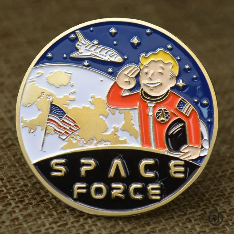 1 pcs United states space force golden plated commemorative coin challenge coin