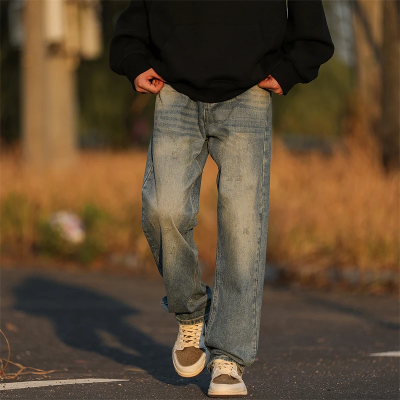 

Широкие джинсы, широкие брюки, мужские американские винтажные брюки-карго, мужские свободные брюки, новая Корейская популярная одежда в стиле рок, мешковатые мужские брюки