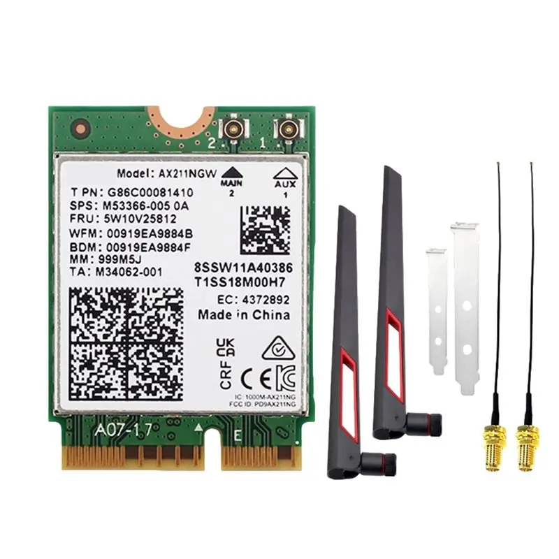 

Новинка! Карта Wi-Fi 6E AX211NGW, 5374 Мбит/с, трехдиапазонная (2,4 ГГц/5 ГГц/6 ГГц), с антенной 10 дБ, адаптер беспроводной сети BT5.3