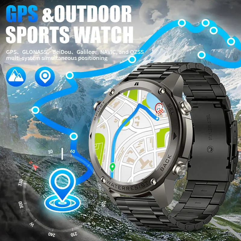 

LIGE New Men's GPS Tracker Smart Watch 466*466 AMOLED Screen 50M Waterproof Outdoor Compass 500mAh Battery Sports Men Smartwatch