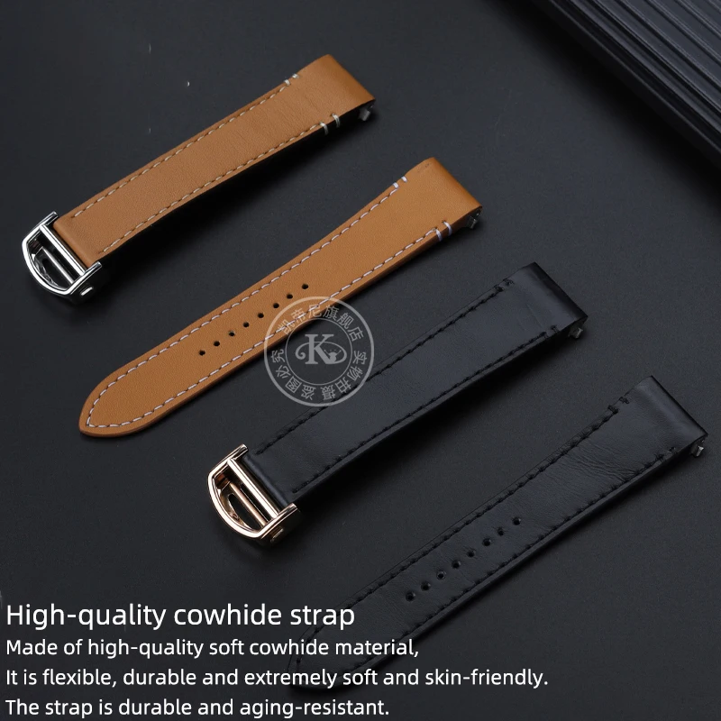 For Cartier Santot watch band WSSA0009 A0010 Quick Release New leather strap large, medium 39.8mm third-generation watch buckle