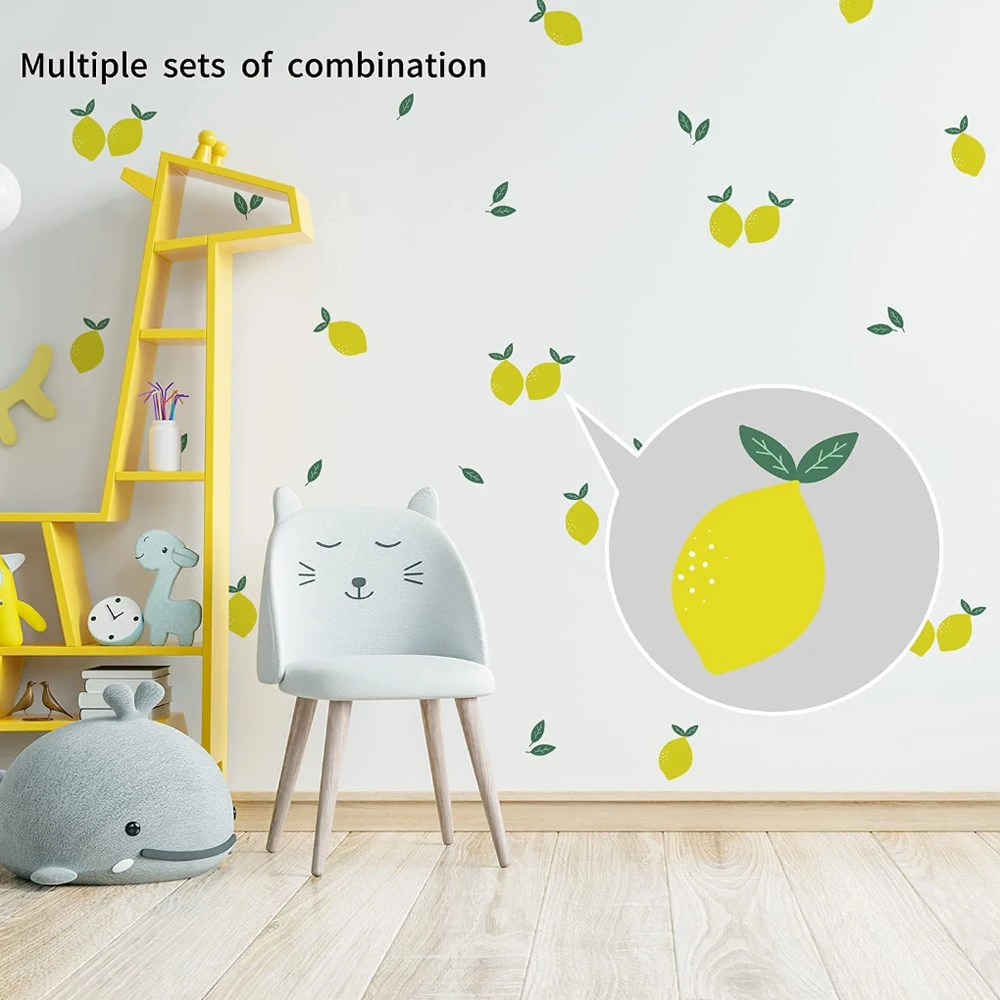 36 PCS DIY Self Adhesive Lemon Wall Decals Nursery Kids Fruit Wall Stickers Background Living Room Classroom Party Decoration Be