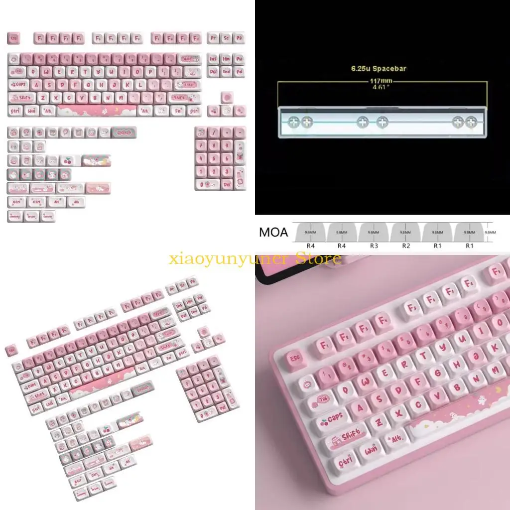 P9JB  Cartoon Rabbit PBT Keycap Dye Subbed DIY Keycaps Dye-Sublimation for Mechanical Keyboards Switches Keycaps