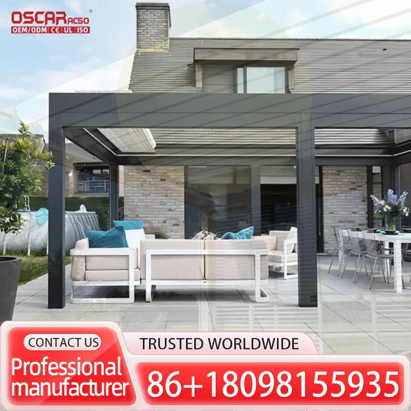 

Waterproof 95X95Ft Retractable Steel Canopy Shades Outdoor Aluminum for Garden Patio Backyard Pergola