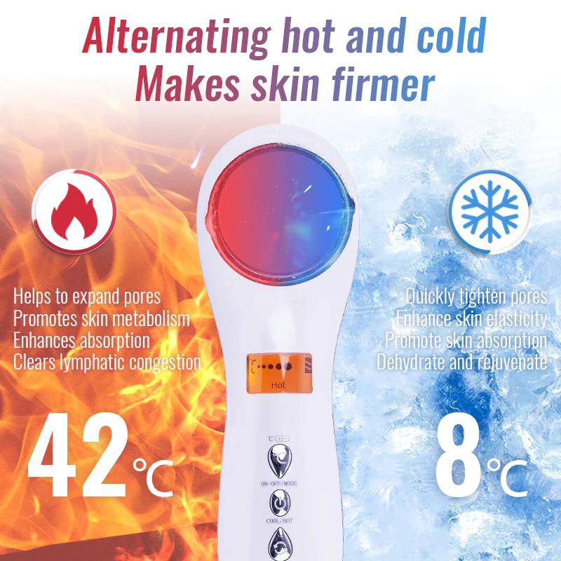 جهاز العناية بالبشرة الساخن والبارد من LESEN يجعل جهازًا أكثر ثباتًا للهجوم المباشر على الجلد الاهتزاز بالموجات فوق الصوتية المتناوب الساخن والبارد #2