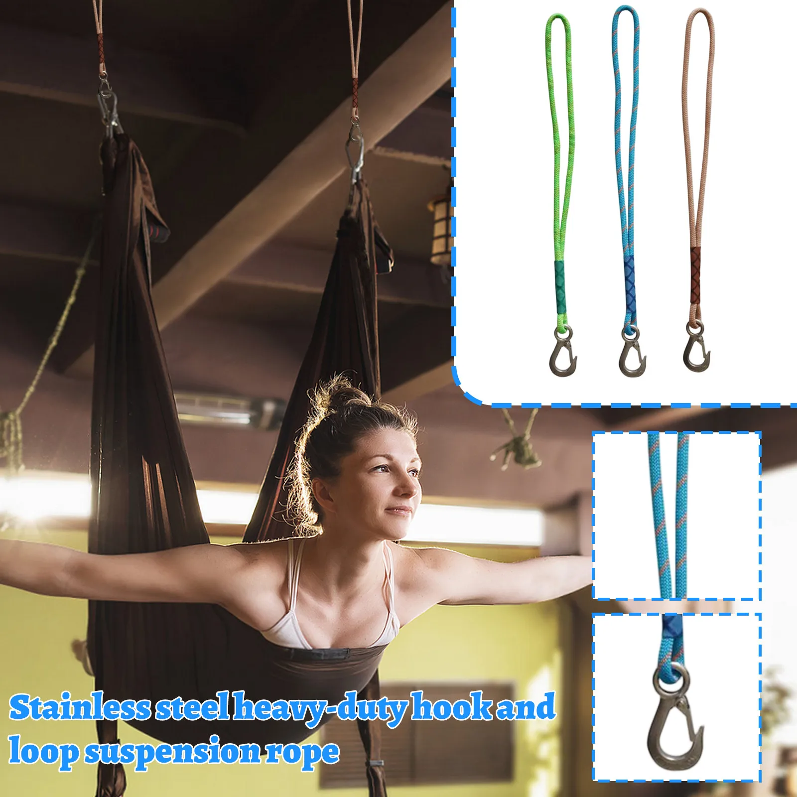 

High Strength Weather Resistant Outdoor Swing Attachment Hammock Rope Suspension Cord for Tree Hanging Chair Playgrounds