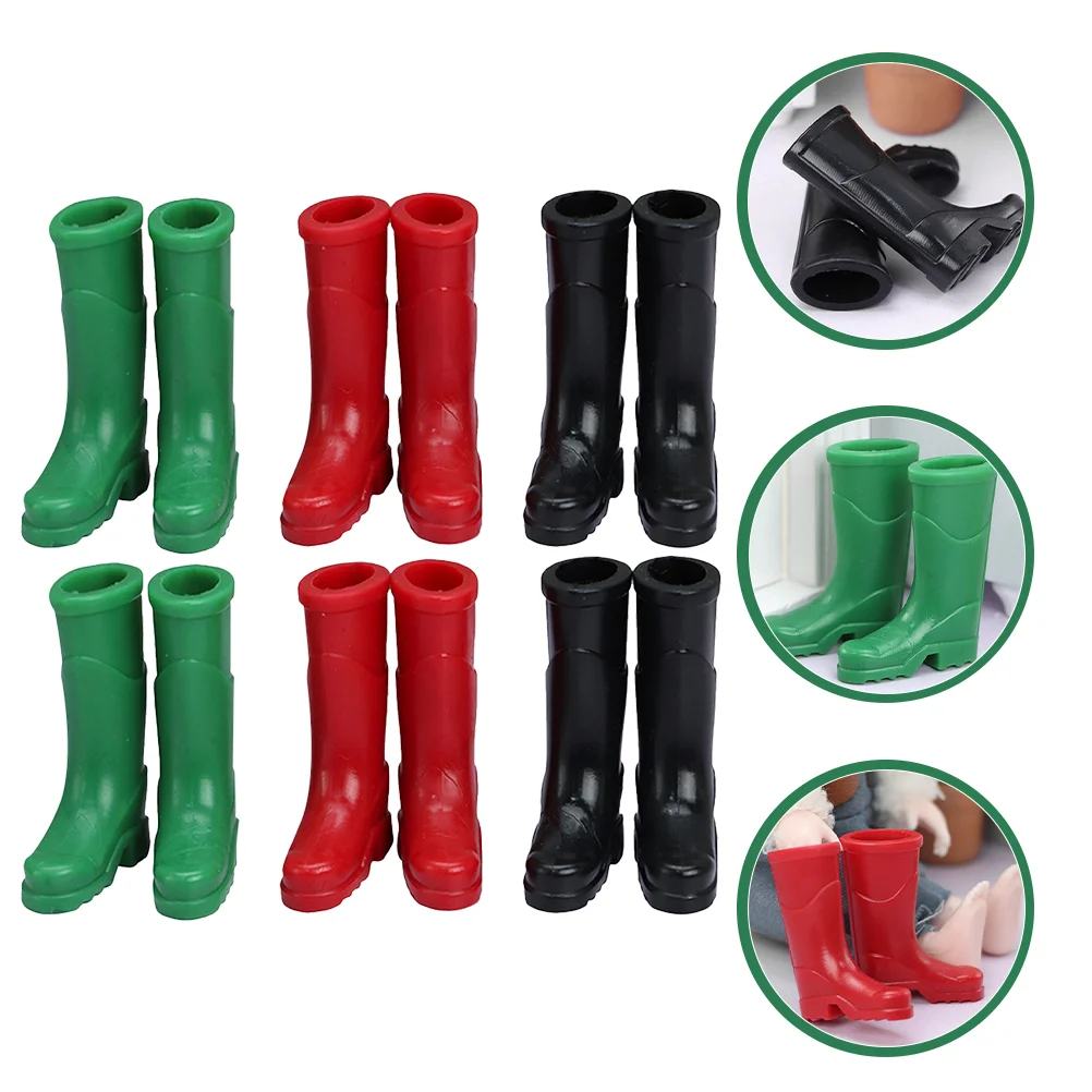 Bottes de simulation pour la décoration de la maison, accessoires de maison, jouets miniatures, petits modèles, chaussures en plastique, maison de course, pluie, britannique, 6 paires