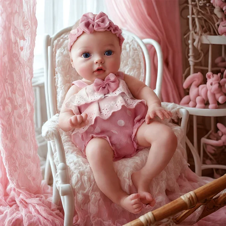 Terry 16 Zoll Realistische Reborn-Babypuppe Vollkörper Platin-Silikon Lächelndes Mädchen