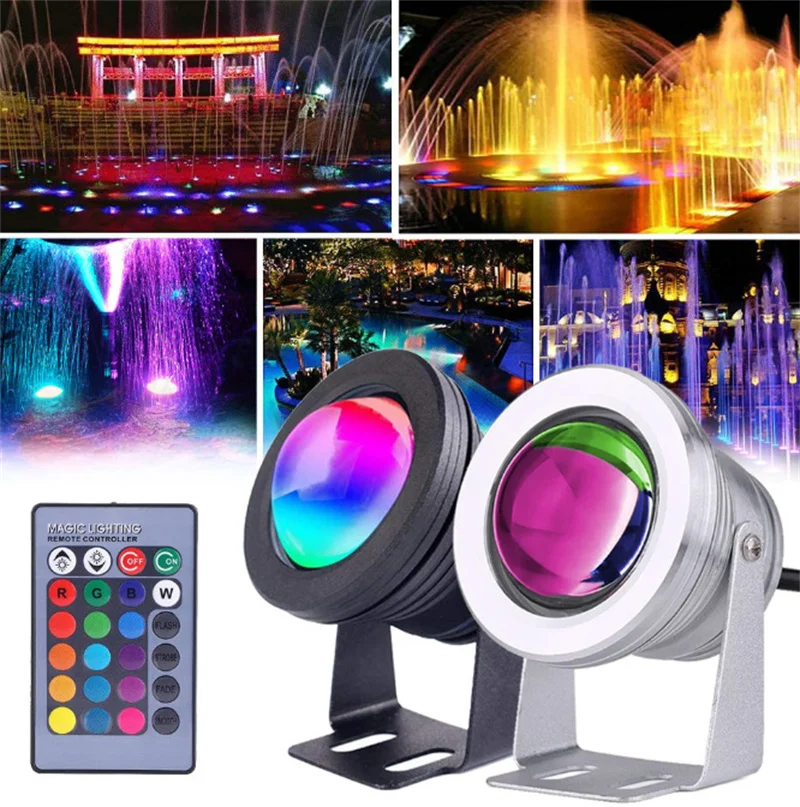 

5W/10W Waterproof RGB LED Underwater Food Light Fountain Pool Pond Spotlight Bulb Lamp Outdoor Garden With Remote Control