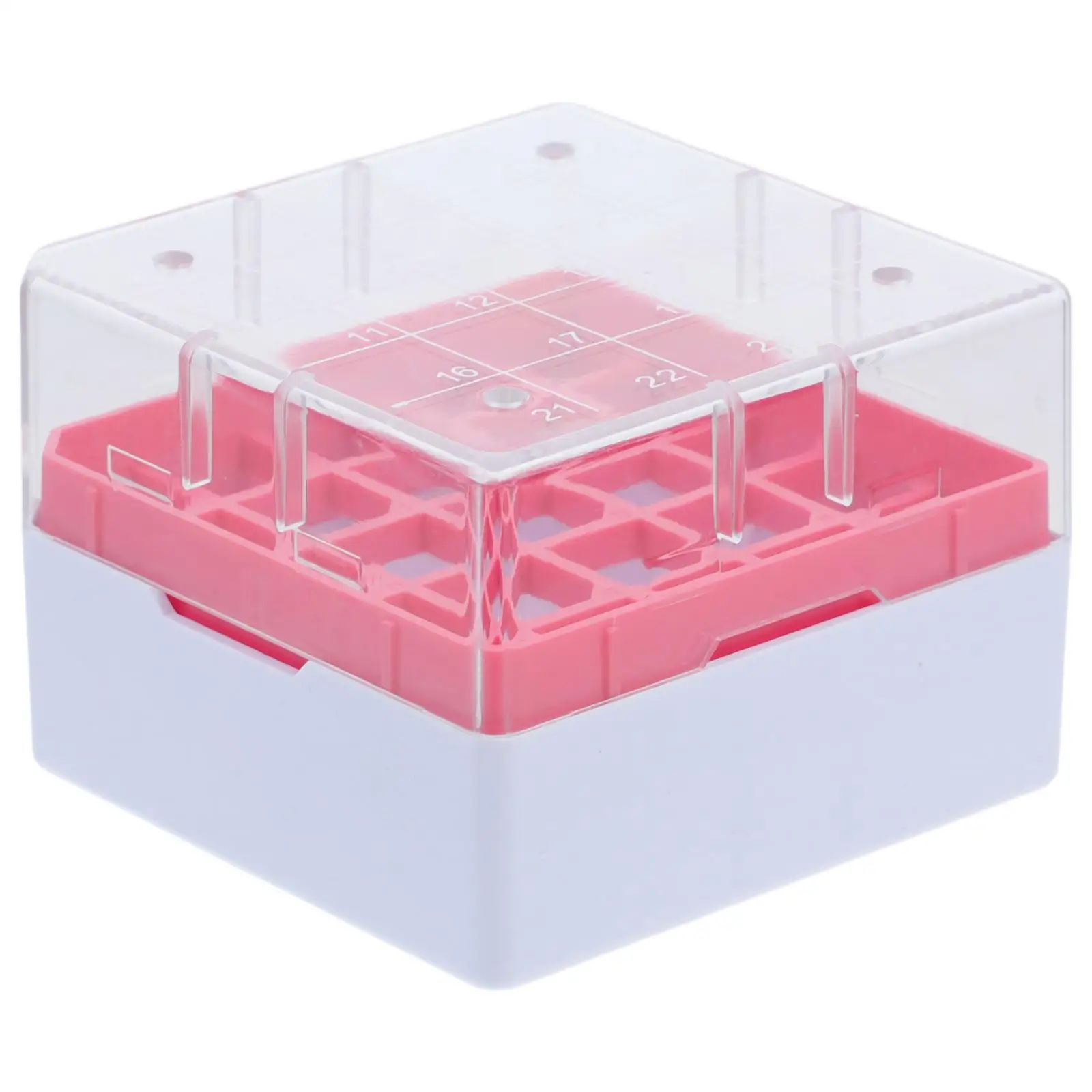 صندوق الفريزر المبرد مختبر قارورة تخزين الحاويات أنبوب المبرد صناديق المبرد أنابيب الاختبار عرض درجة حرارة البلاستيك