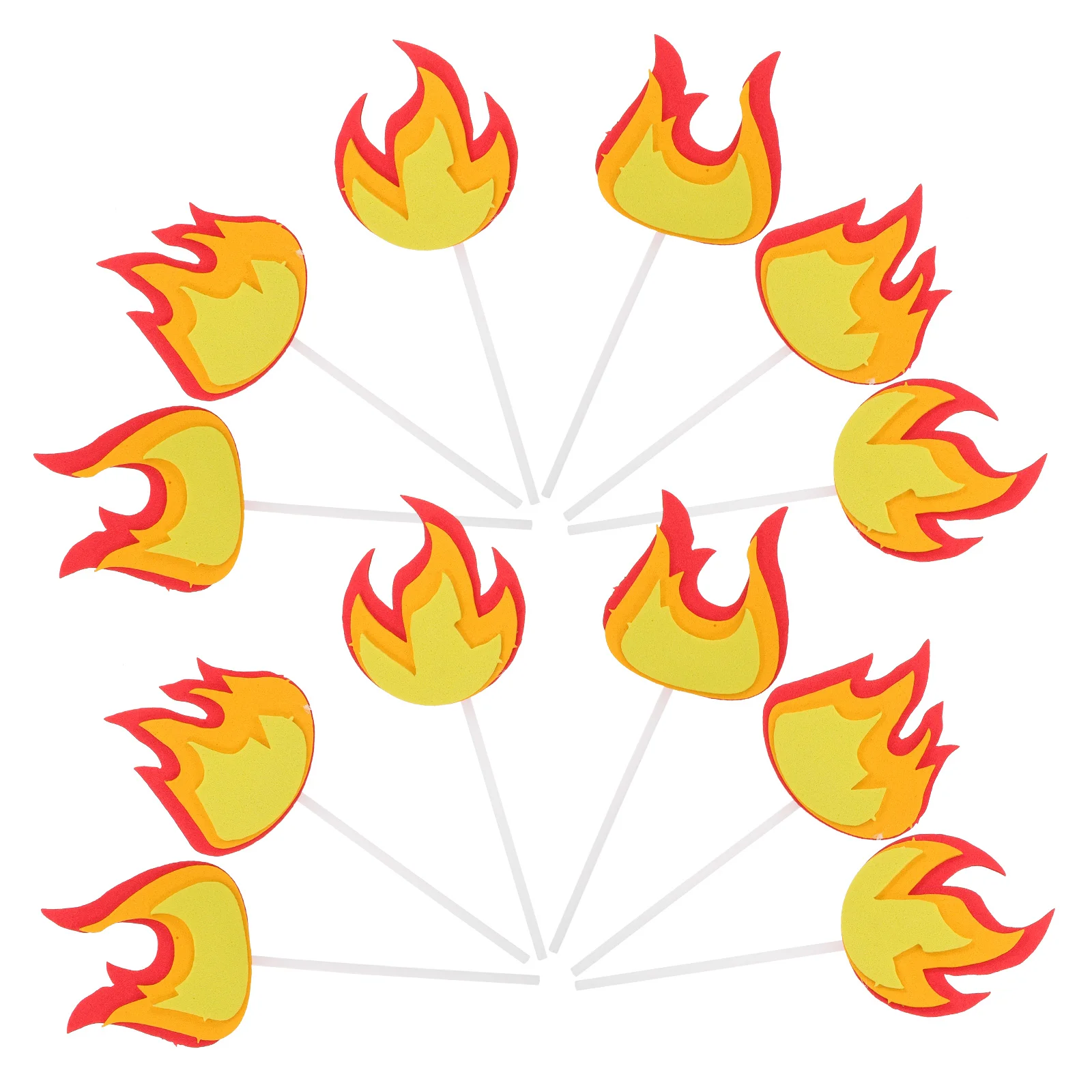 

10Set Fire Flame Cake Decorations Artificial Fire Toppers for Firefighter Birthday Party Bbq Cupcakes