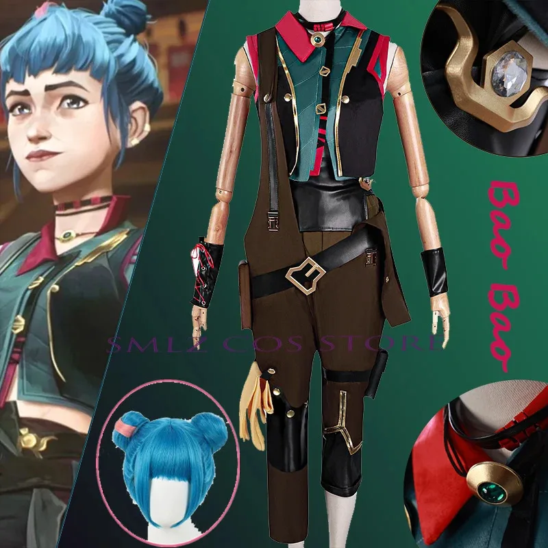 

Game Jinx BaoBao Cosplay Costume LOL Arcane 2 Powder Jinx Uniform Wig Suit Halloween Carnival Party Outfits for Woman Girl