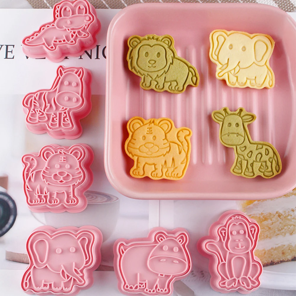 8 stampi riutilizzabili per biscotti animali, strumenti di cottura in plastica per torte, biscotti, cioccolato, pasticceria, decorazione, stampo per biscotti