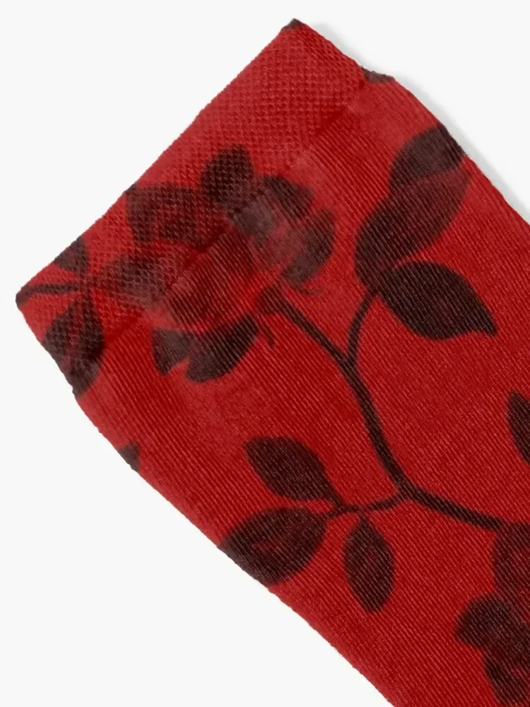 Black roses on red Socks FASHION Lots anti-slip gift Girl'S Socks Men's