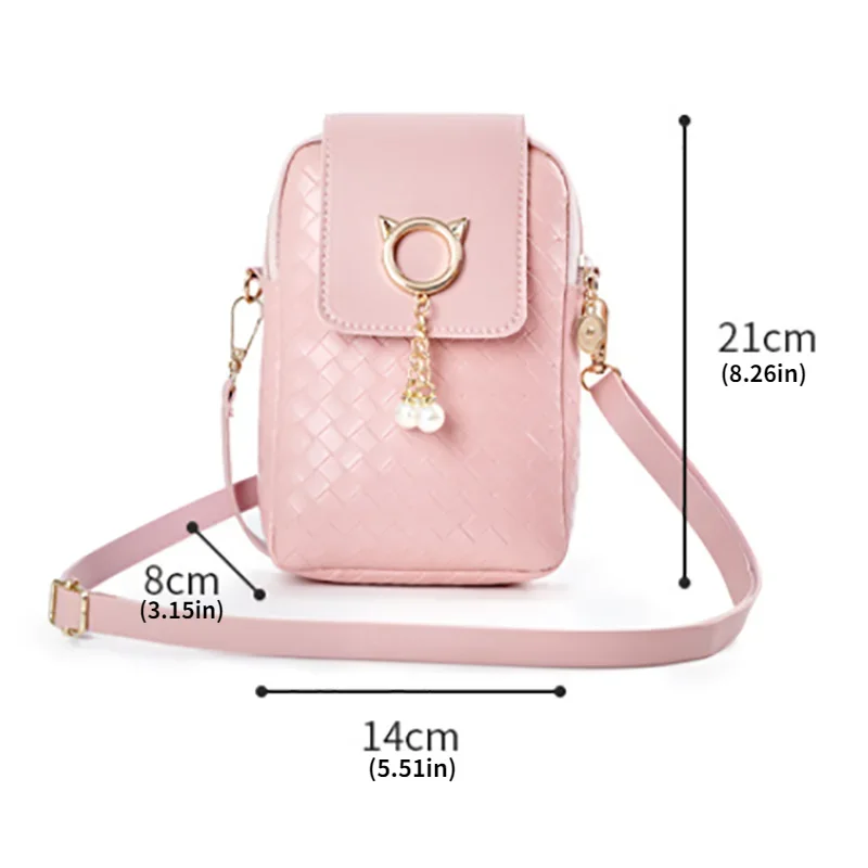 Bolso cruzado con borla de perlas para mujer, bolso de hombro de cuero PU, cartera informal sólida, monedero para niñas