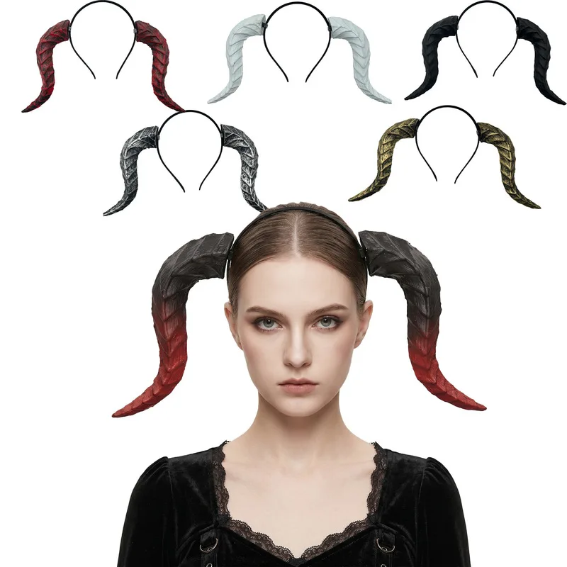 Le Cool Halloween, diadema de vaca, tocado de cuerno de dragón para Carnaval Mardi Gras, accesorios de maquillaje para escenario