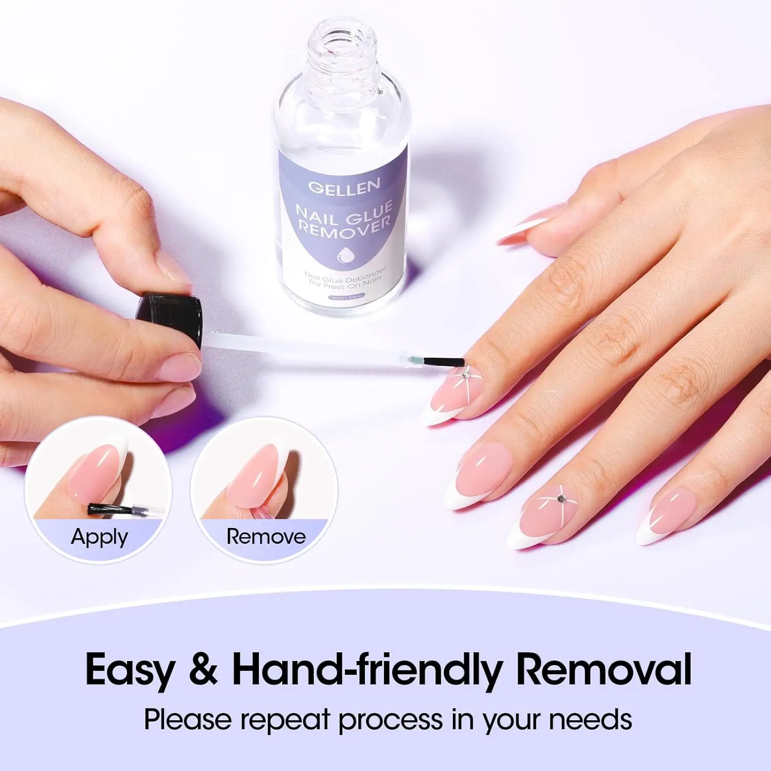젤렌 네일 글루 리무버 프레스온 네일용 50ml 빠른 건조 강력 접착제 젤 폴리쉬 네일 용품 매력 도구 키트