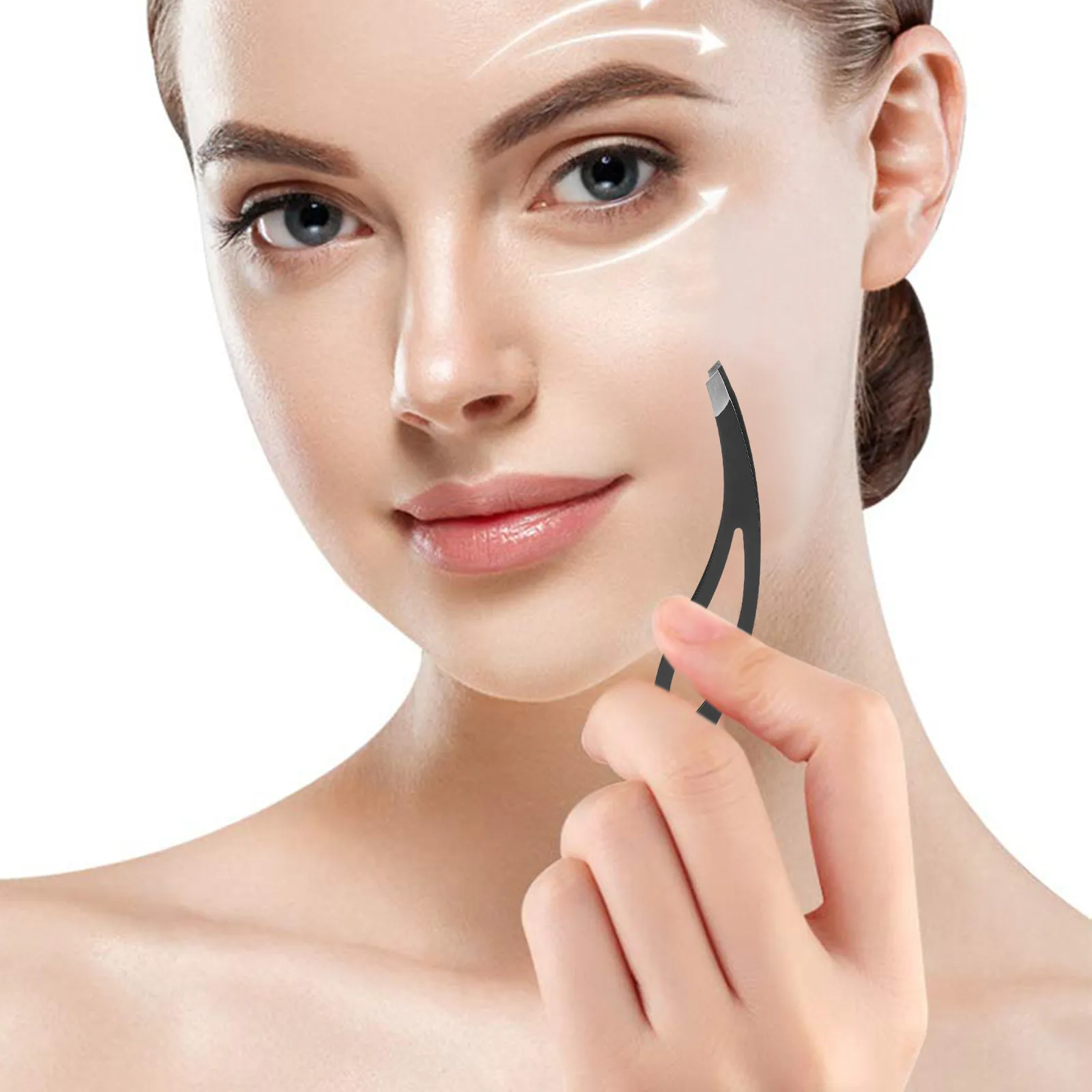 Stainless Steel Eyebrow Clip Tweezer Slant Tip Eyebrow Tool Fine Hair Remover Nose Chin Hair Plucker Grooming Kit