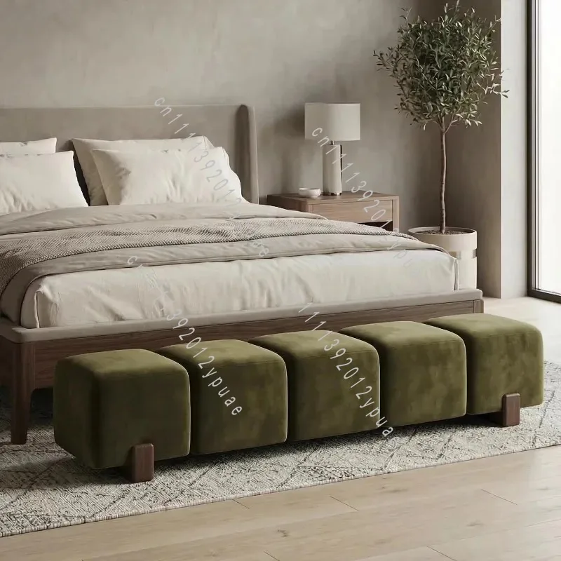 Minimalist Modular Cube Ottoman, Soft Velvet Multi-use Accent Footstool for Living Room Bedroom Entryway