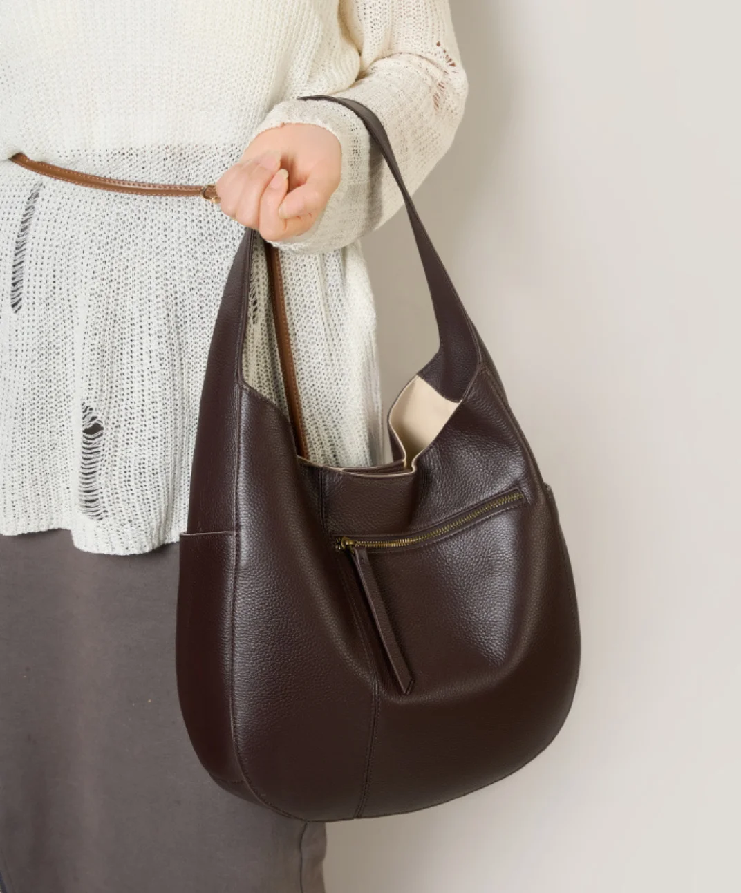 2026 New Fashion Genuine Leather Hobo Bag Women Large Commuter Tote Shoulder Handbags Casual Daily Purse with Handle Strap