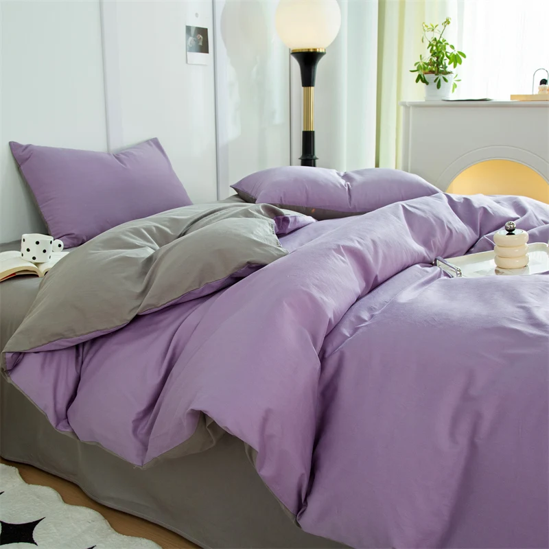 High Quality 100% Cotton Duvet Cover Solid AB Side Color Comforter Cover Single Double King Size Quilt Bag Home Hotel Bedding 1p