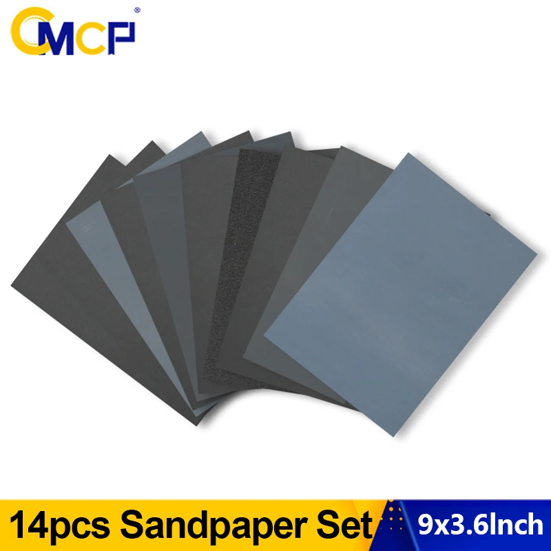CMCP 14pcs Sandpaper Set 800/1000/1200/1500/2000/2500/3000 Grit Sanding Paper Water/Dry Abrasive Papers For Wood Metal Polishing