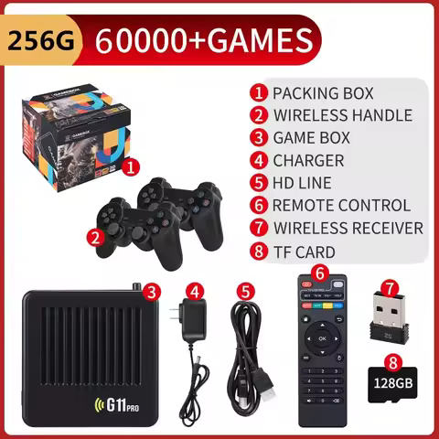 G11 Pro Video Game Box Console Dual System TV Console 64G/128G/256G 4K Output Built in 60000 Games for Android 9.0 simulator
