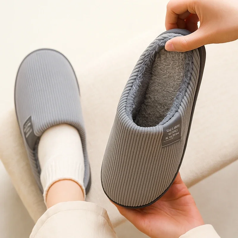 

Women's Men's Casual Thick Soft Bottom Home Slippers Household Plush Slippers Anti-slip Thermal Slippers Indoor Winter Flats