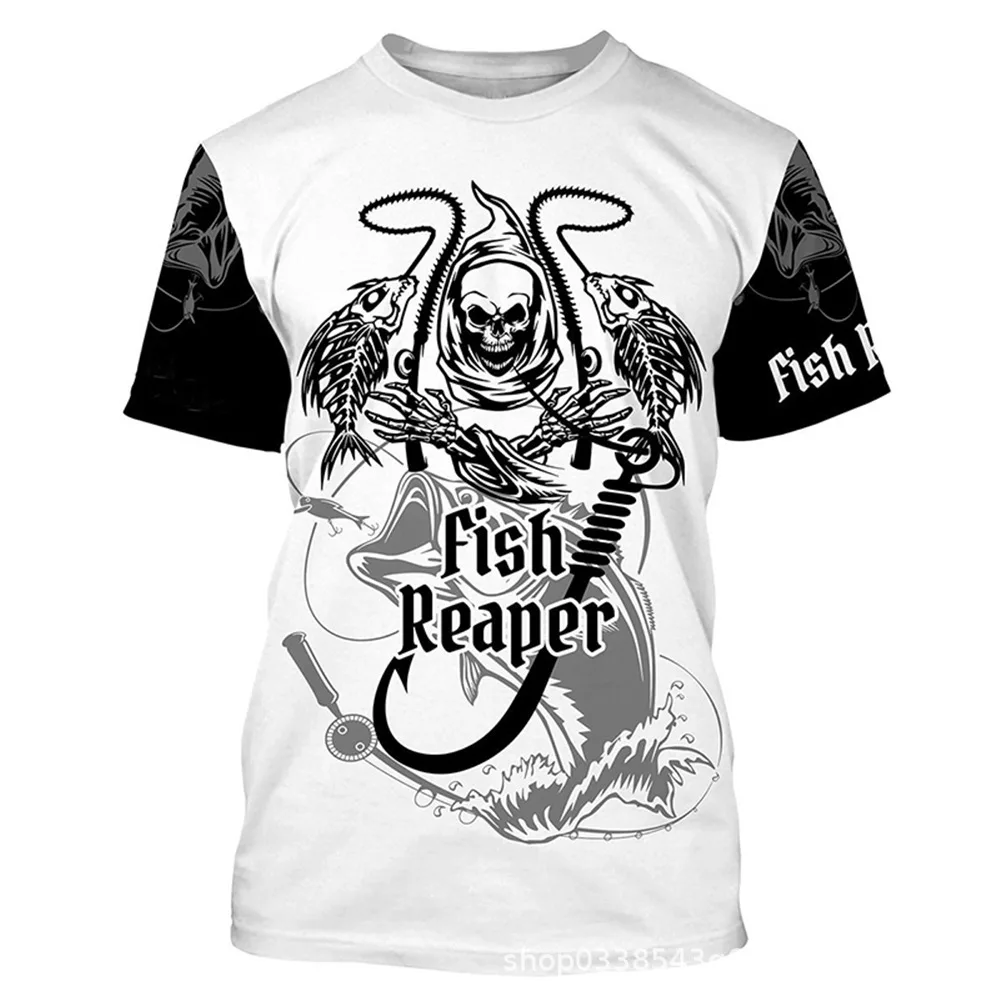 

Модная мужская спортивная одежда на открытом воздухе, футболки с 3D принтом для рыбалки, свободный повседневный пуловер с круглым вырезом и короткими рукавами для мужчин