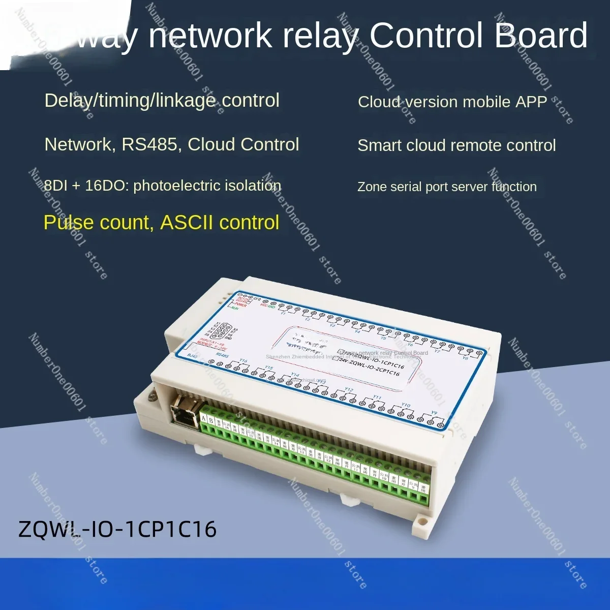 16 Channel Network Relay Remote Control Board Module Switch Output 220V Delayed Power-off Timing Power on DO