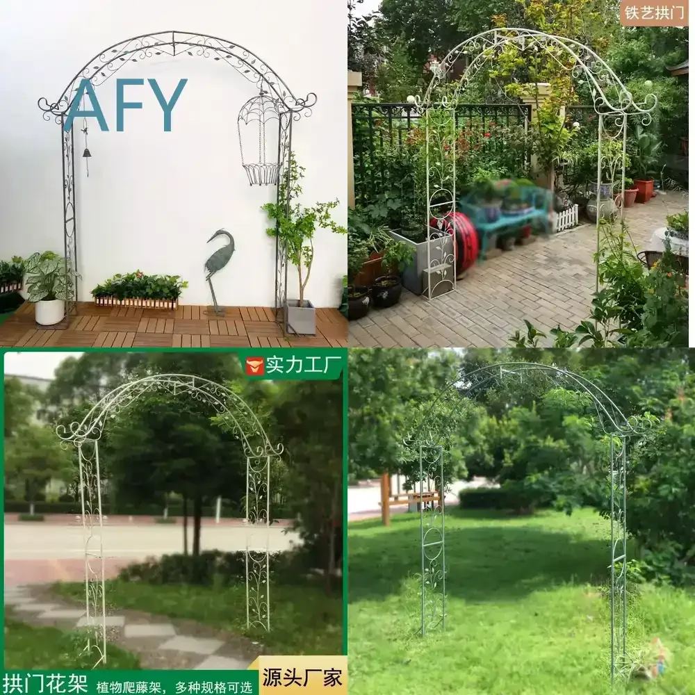 for Simple Retro Wrought Iron Arched Lattice Frame for Climbing Shed Garden Balcony Terrace Wedding Plant Stand Cleanthus