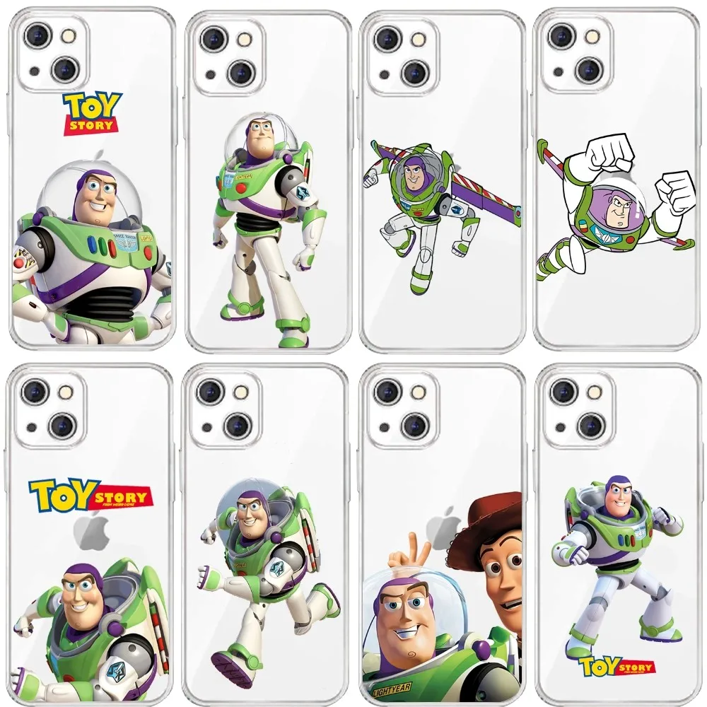 B-Buzz Lightyear Phone Case For Iphone 15 11 13 14 Pro Max 7 8 Plus X Xr Xs Max Se2020 12mini Transparent Cover