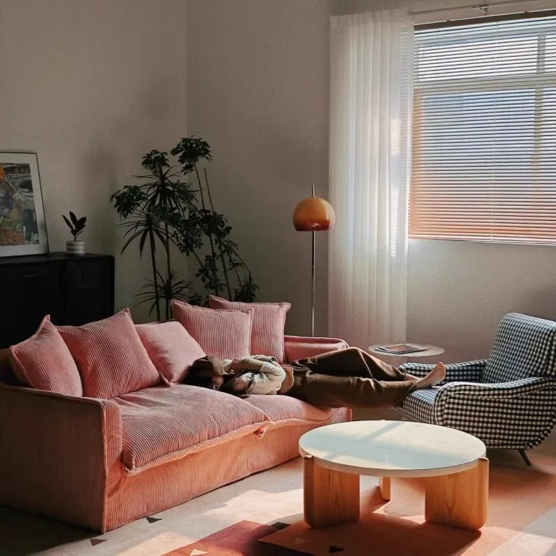Wabi Stillwind fully dismantled and washed down small apartment, light luxury Nordic corduroy fabric sofa