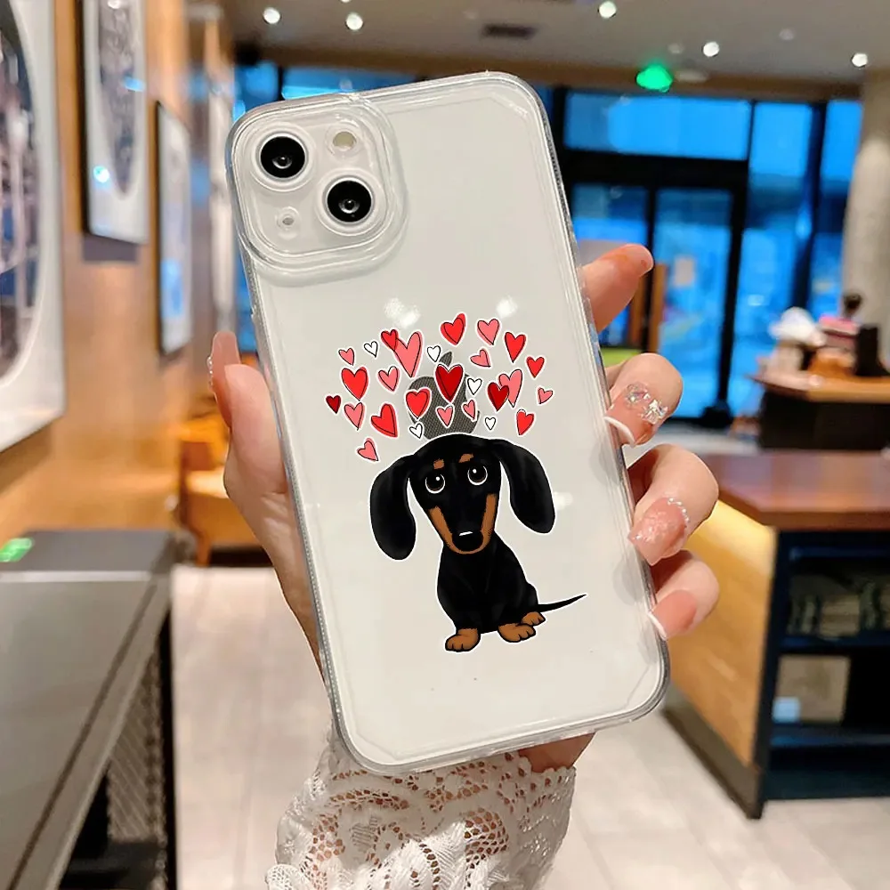 Cute Dachshund Bulldog Phone Case for iPhone 11 12 13 14 15 Pro Max Mini XS XR X SE 7 8 Plus Cover Cartoons Dog Fundas Coque