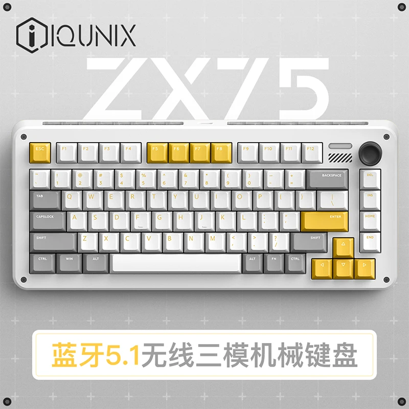 

Iqunix Zx75 Gravity Wave 3 Mode Mechanical Keyboard Wired 2.4g Bluetooth Wireless Hot Swap Pbt Keycaps Rgb Lights Gamer Gift