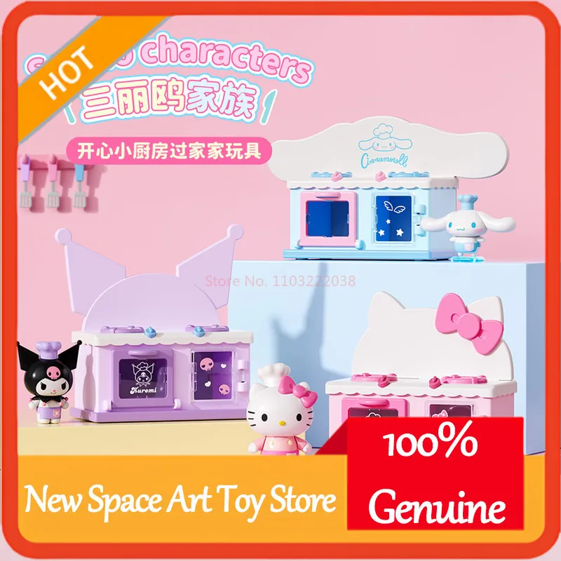 Sanrio Charaktere Blind Box Kuromi Cinnamoroll Hellokitty Mini-Küchenutensilien-Set Kawaii Fröhliche Kleine Küchenfiguren Spielzeug Geschenk