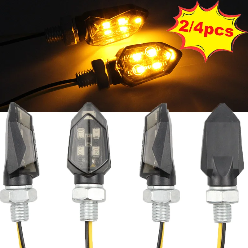 

2/4Pcs Motorcycle Turn Signal Smoke Lens Indicator Light Wholesale 5LED Moto Amber Blinker Indicators Lamp Auto Accessories