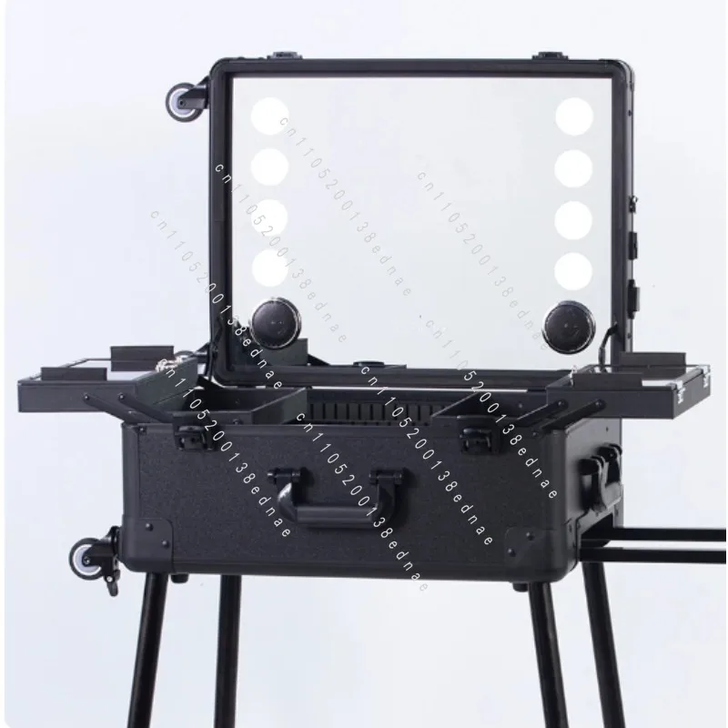 Professional Lamp Trolley Cosmetic Case，for Makeup Artists Beauty Toolbox，with Hidden Bracket Light Box