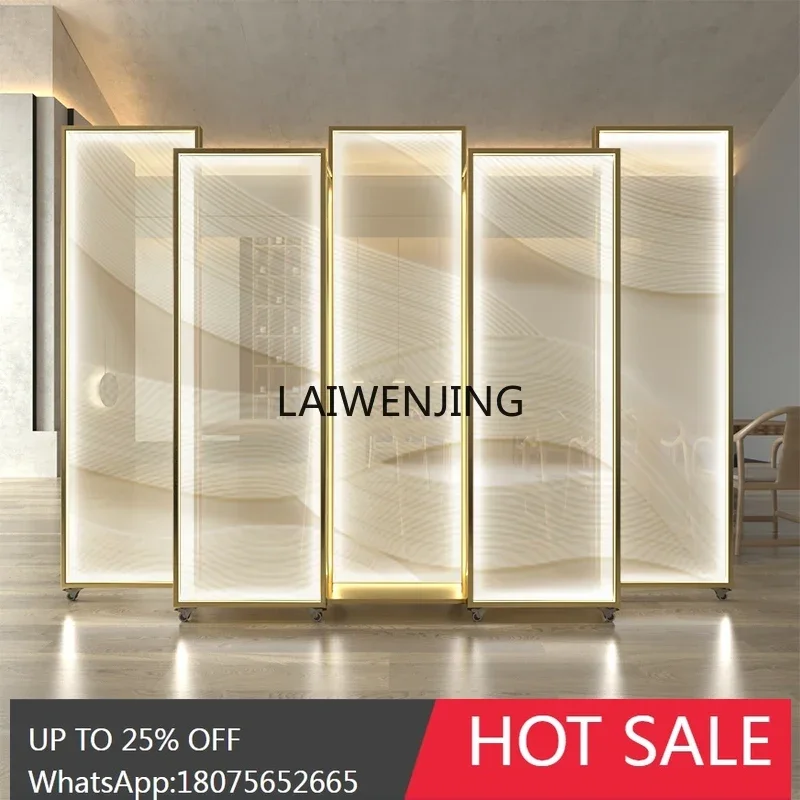 

MQ light luxury screen partition living room entrance decoration hotel office mobile luminous screen with light