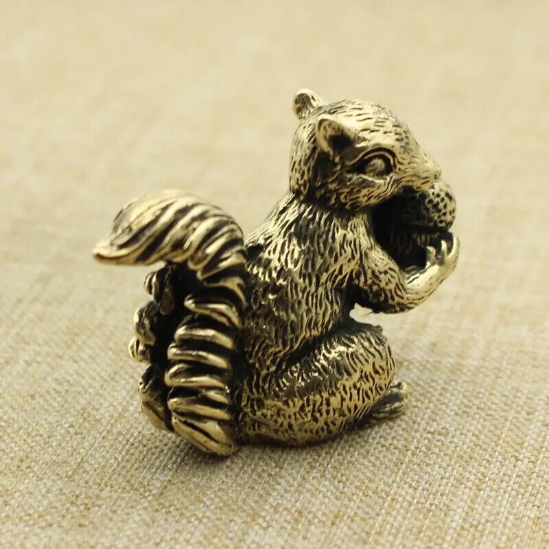 Brass Squirrel Figurine Simulation Animal Model Statue Toys House Office Decoration
