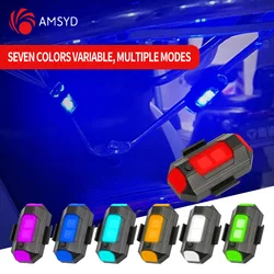 6PCS LED Strobe Light 7 Colors mini USB Charging Drones Flashing Warning Lights for Car Motorcycle Bicycle Drones RC Boat