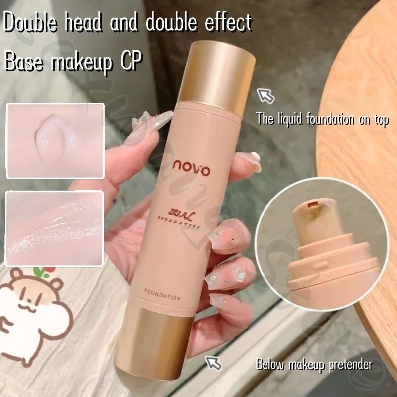 NOVO double-head liquid foundation premature cream two-in-one moisturizing and refreshing and not easy to remove makeup