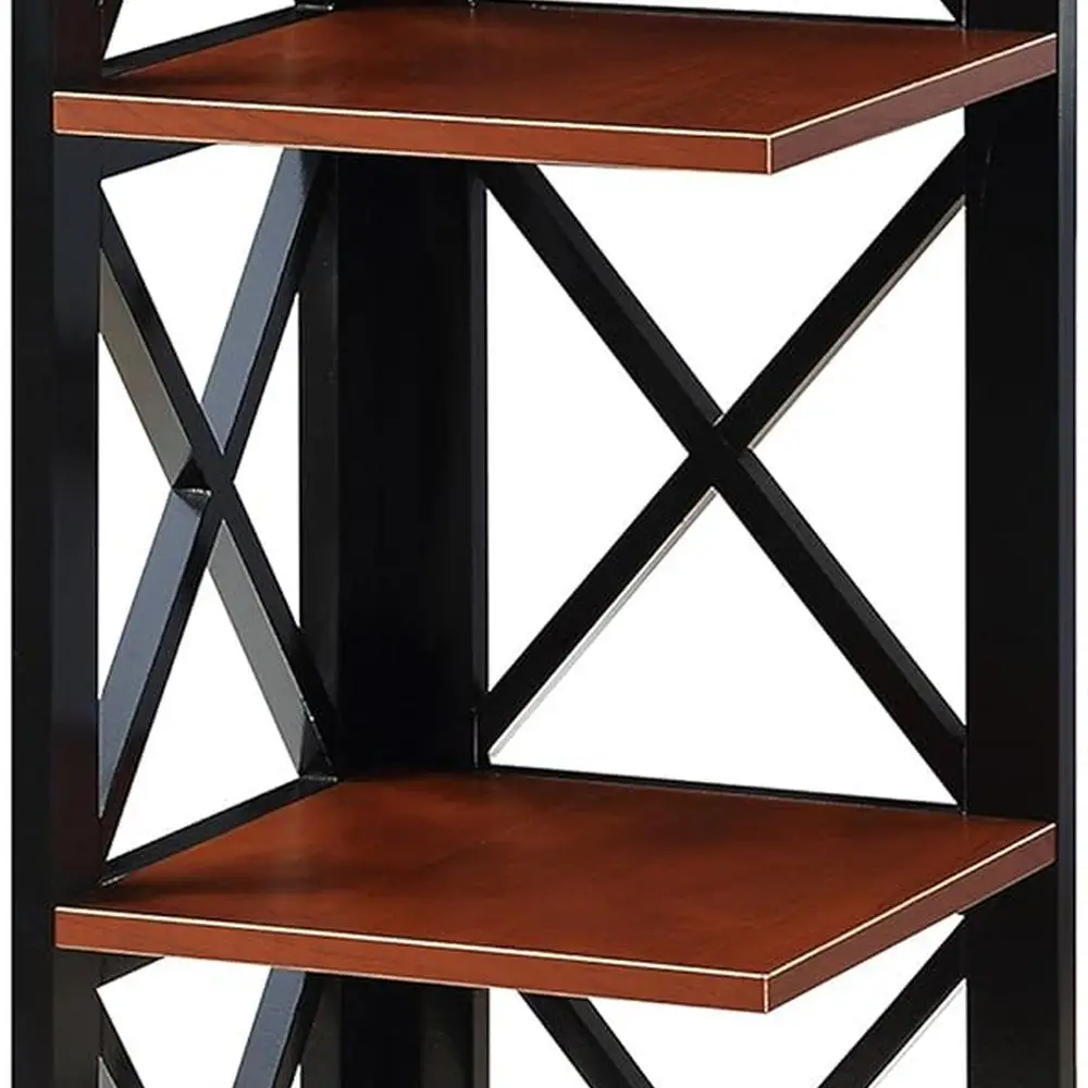 

Cherry and Black 3-Tier Corner Bookshelf by Oxford