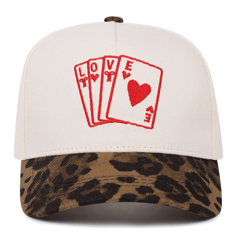 2026 New Baseball Hat Red Peach Poker LOVE Embroidered Hip Hop Skateboarding Hat Daily Commuting Decoration Sunshade Hat Unisex