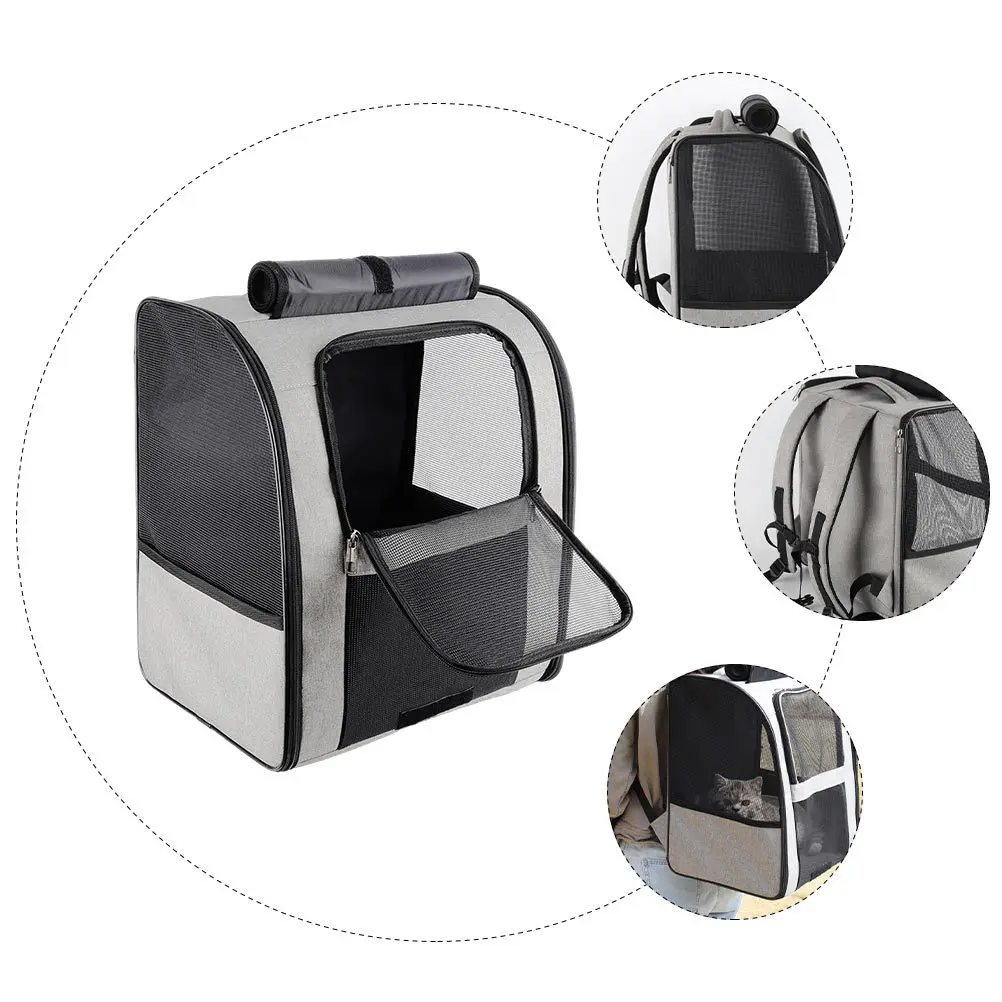 

Portable Pet Carrier Bag Breathable Cat Backpack Durable Oxford Cloth Travel Comfortable Handle Adjustable Straps Outdoor Use